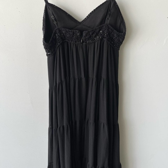 BCBG Dress Womens Small Black Sequin Tiered Boho Grunge Maxi Formal Event Knit - Picture 9 of 11